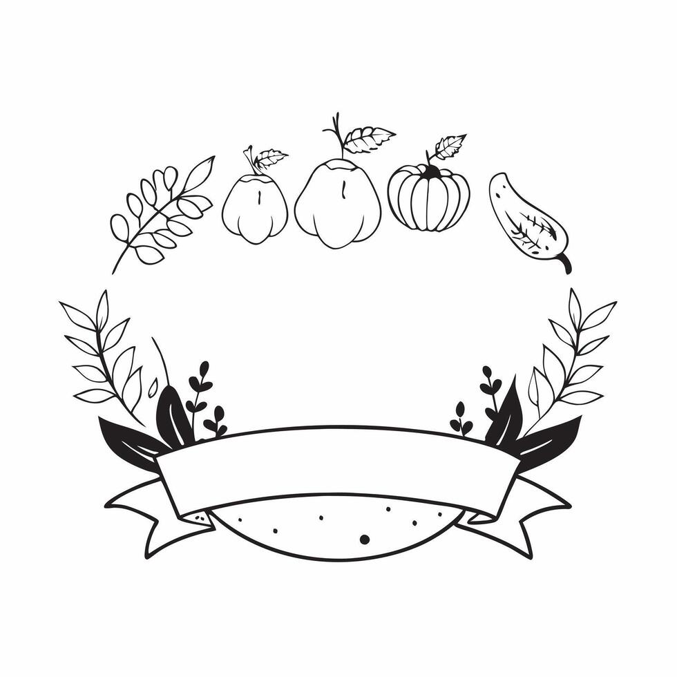 Autumn Garland Border with Gourds and Give Thanks Wording concept as A beautifully designed border frame featuring an autumn garland made of gourds leaves and berries The words Gi Clean vector