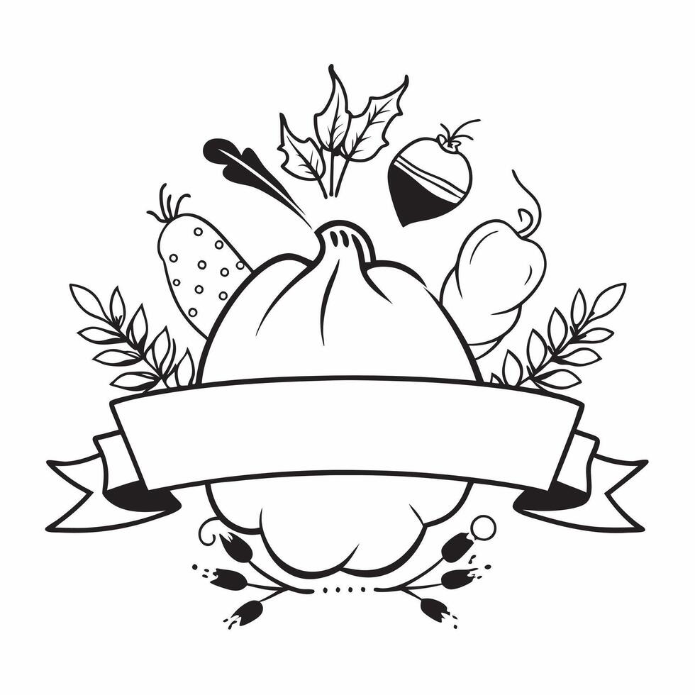 Autumn Garland Border with Gourds and Thanksgiving Blessings Wording concept as A beautifully designed border frame featuring an autumn garland made of gourds leaves and berries T Clean vector