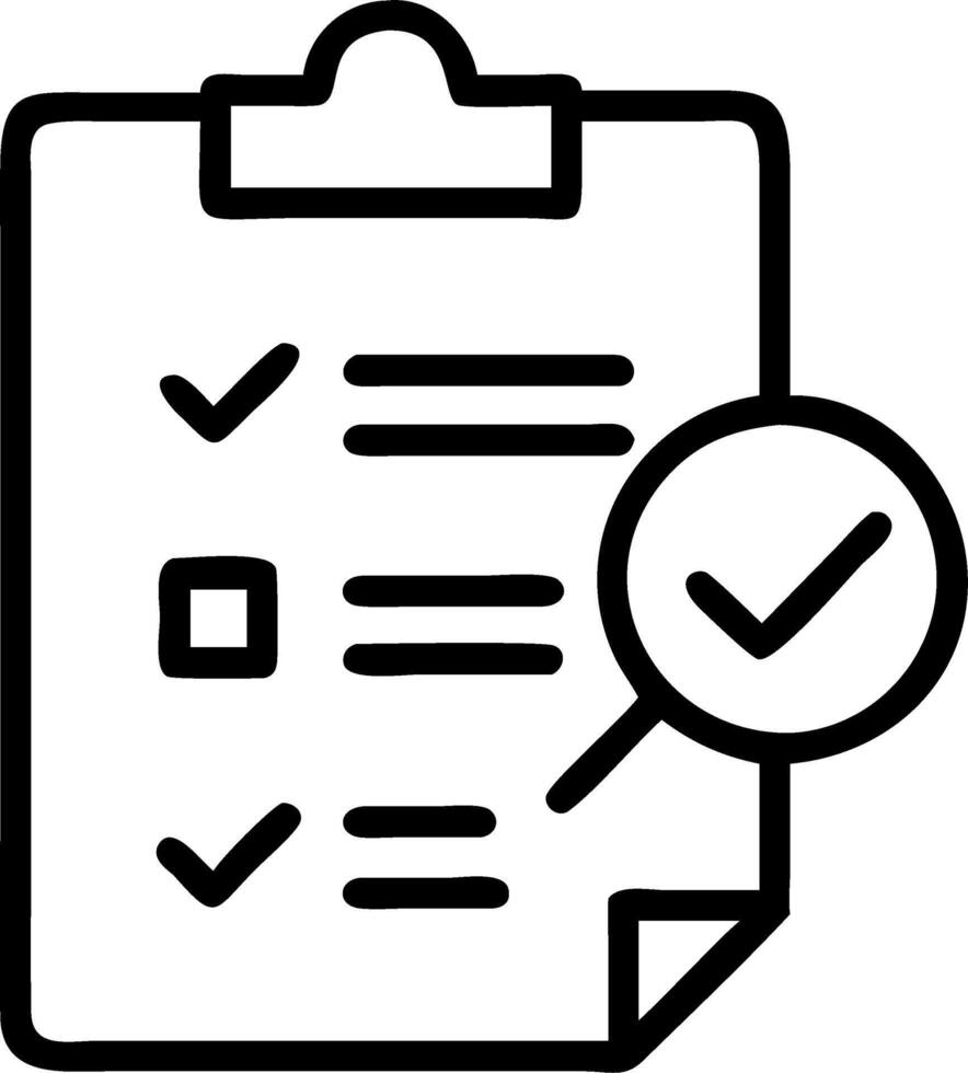 Accountant audits documents with checklist evaluating quality management business document assessment market data analysis consulting and plan review process for correctness conce Clean vector