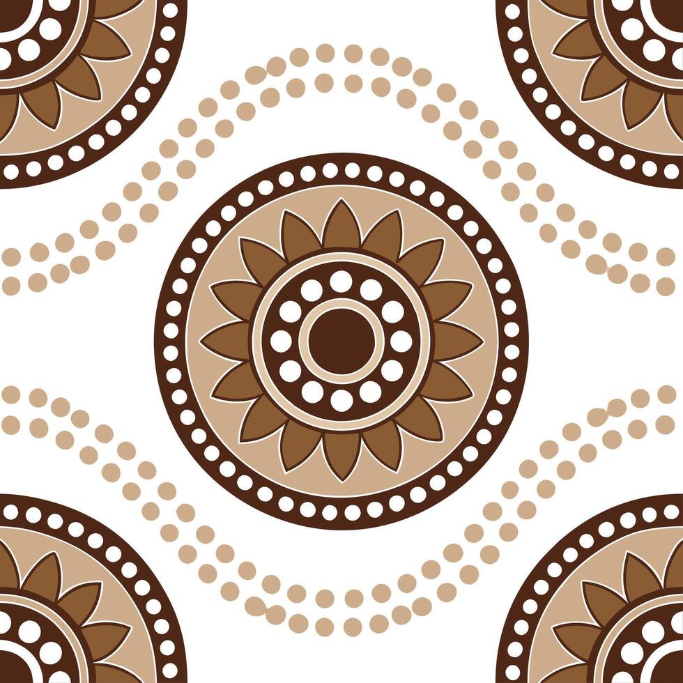 Aboriginal Dot Art seamless tile pattern with earthy tones and traditional motifs for authentic decor concept as Earthy toned Aboriginal dot art patterns arranged seamlessly for au Clean Set 2 vector