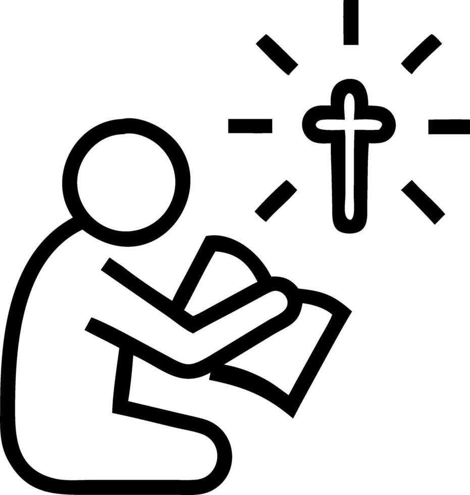 A man read the holy bible and prayers for the blessing of Christ The atmosphere light from above represents a symbol of hope and salvation from the Lord Christian life crisis pra Clean vector