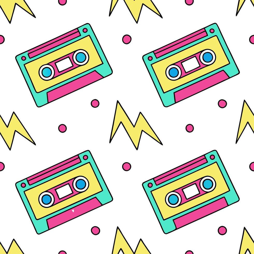 80s neon seamless pattern with glowing elements and vibrant contrasts for modern designs concept as Glowing 80s neon pattern with vibrant contrasts ideal for modern and eye catchin Clean Set 2 vector