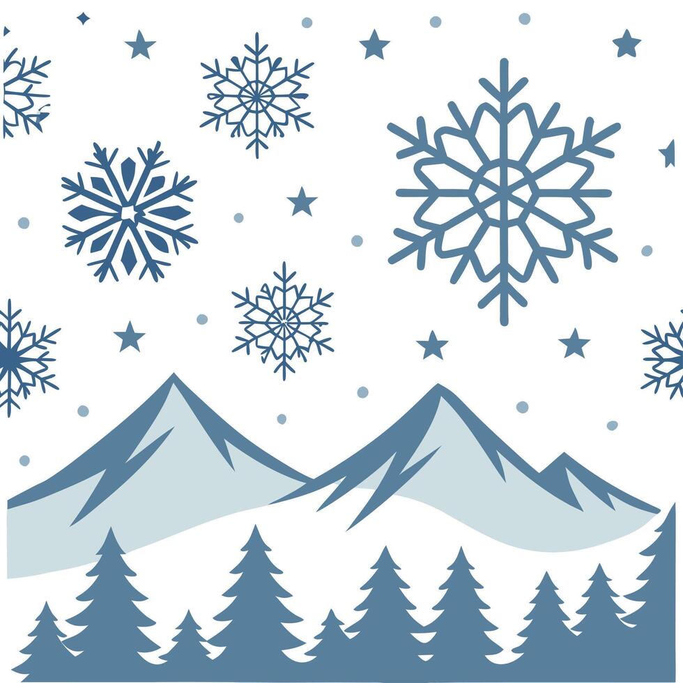 Winter whites seamless pattern with snowflakes frosted trees and soft snow for a serene peaceful winter design concept as Serene winter whites pattern with snowflakes frosted trees Cleans Set 2 vector