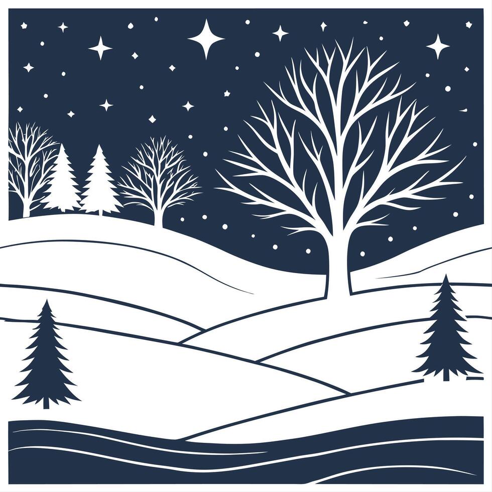 Winter whites seamless pattern with icy lakes snow covered hills and starry skies for a frosty winter night effect concept as Frosty winter night pattern with icy lakes snow covere Cleans Set 2 vector