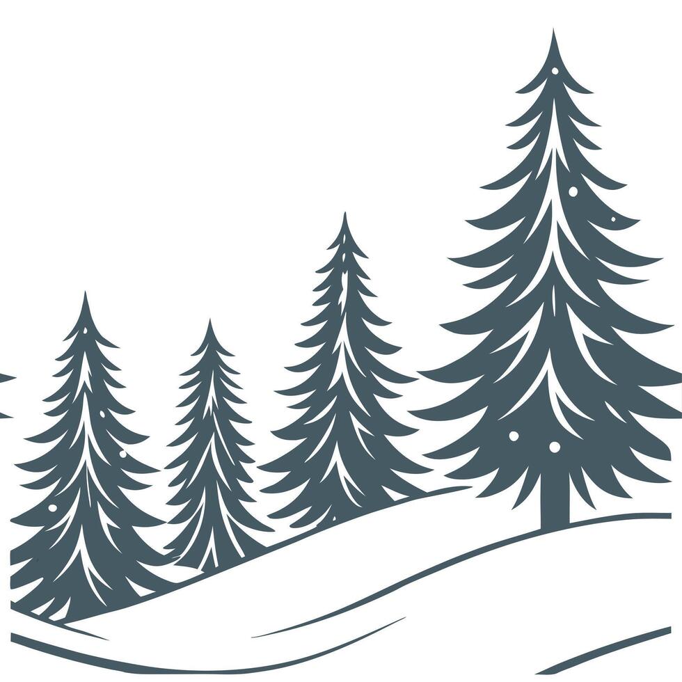Winter trees seamless pattern with snowy pine trees forest background and soft snowflakes for a quiet winter forest concept as Quiet winter forest pattern with snowy pine trees sof Cleans vector