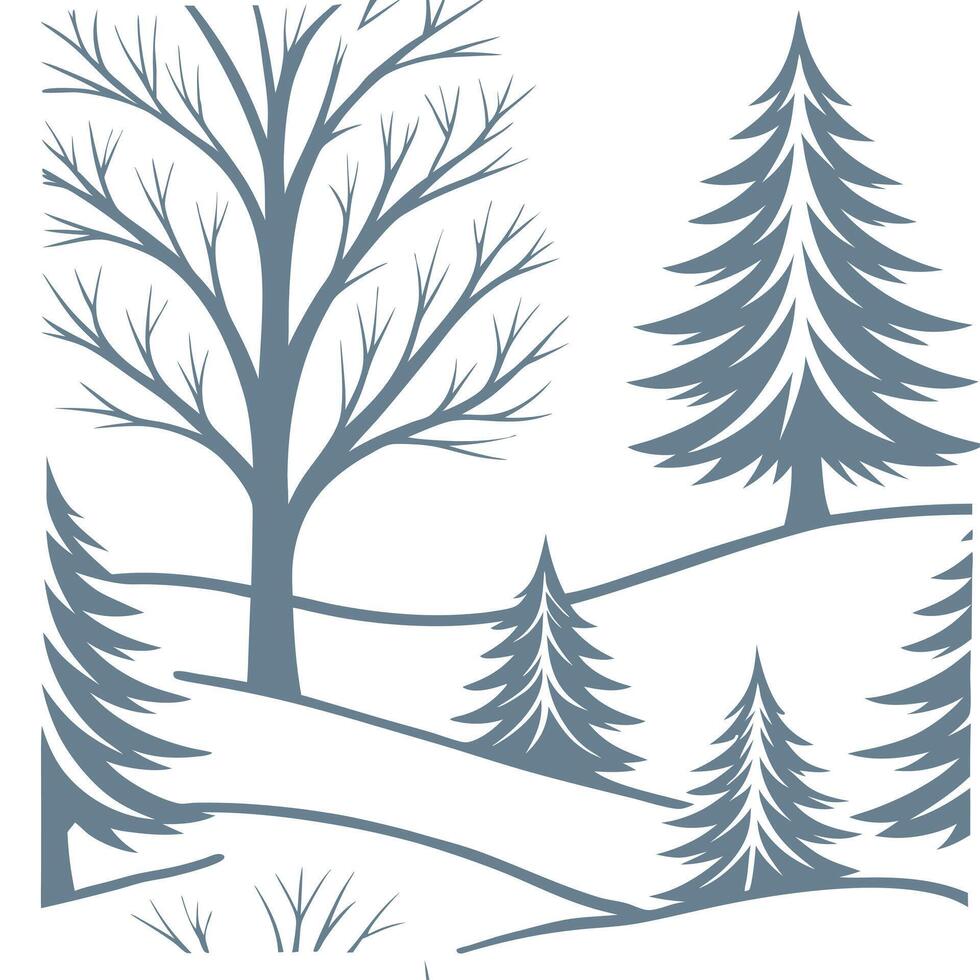 Winter trees seamless pattern with frosted pine trees and light snowfall for a subtle cool seasonal design concept as Cool winter trees pattern with frosted pine trees and light sn Cleans vector