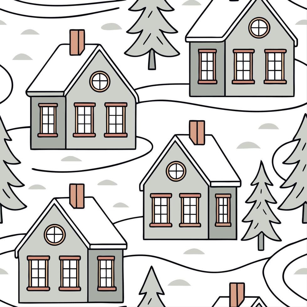 Winter snow seamless pattern with snow covered trees frosty branches and sparkling snowflakes for a magical winter look concept as Magical winter snow pattern with snow covered tre Cleans Set 2 vector