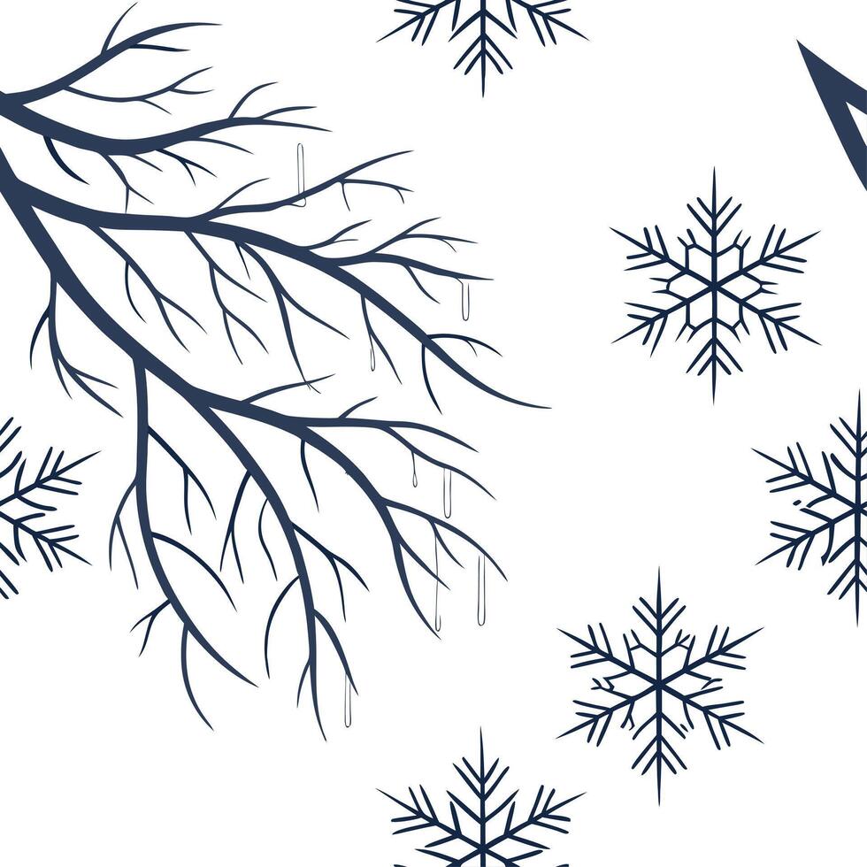 Winter snow seamless pattern with falling snowflakes icy branches and cold textures for a pure frozen effect concept as Pure winter snow pattern with falling snowflakes and icy bra Cleans vector