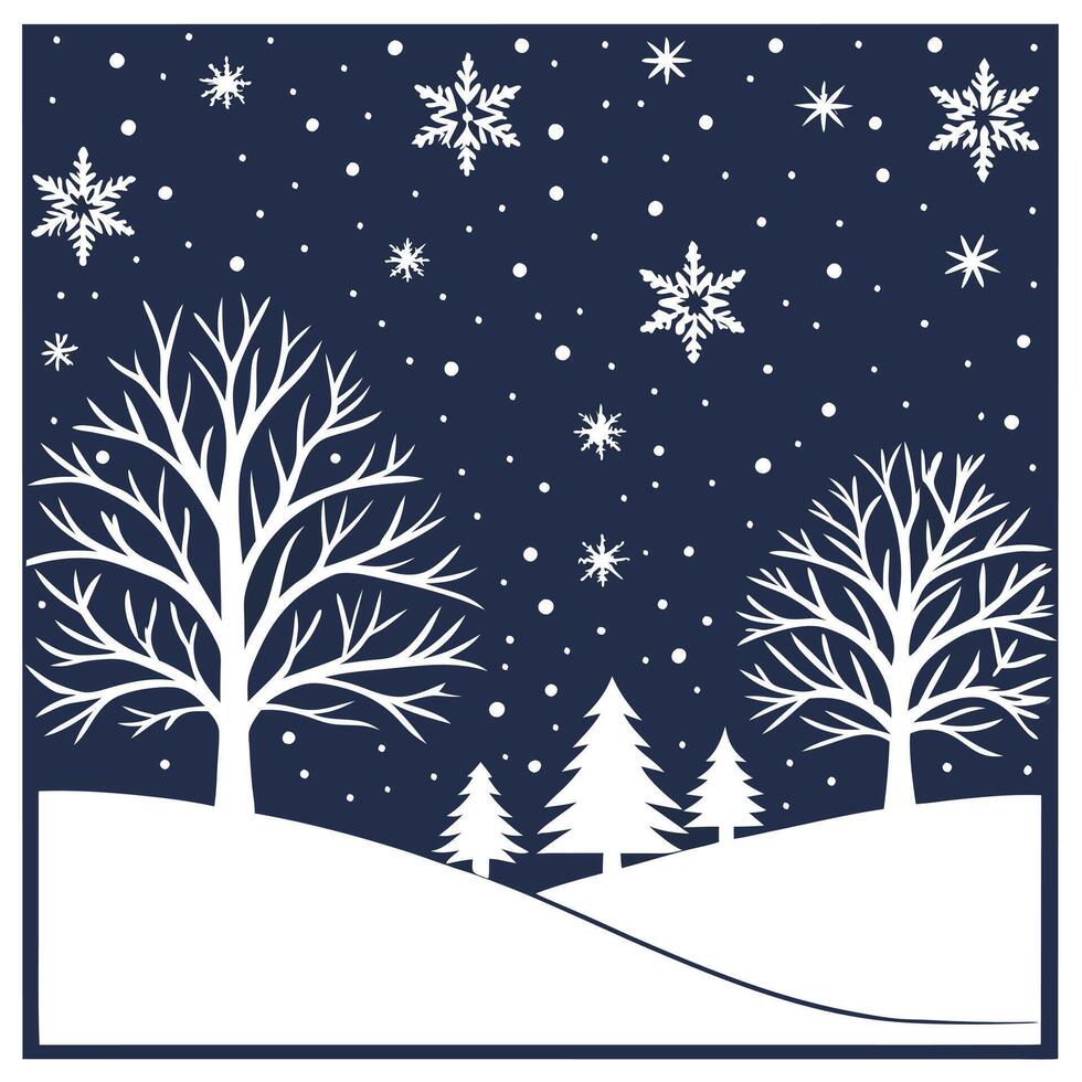 Winter nights seamless pattern with soft snowflakes frosty landscapes and star filled skies for a serene night design concept as Serene winter night pattern with soft snowflakes fr Cleans vector