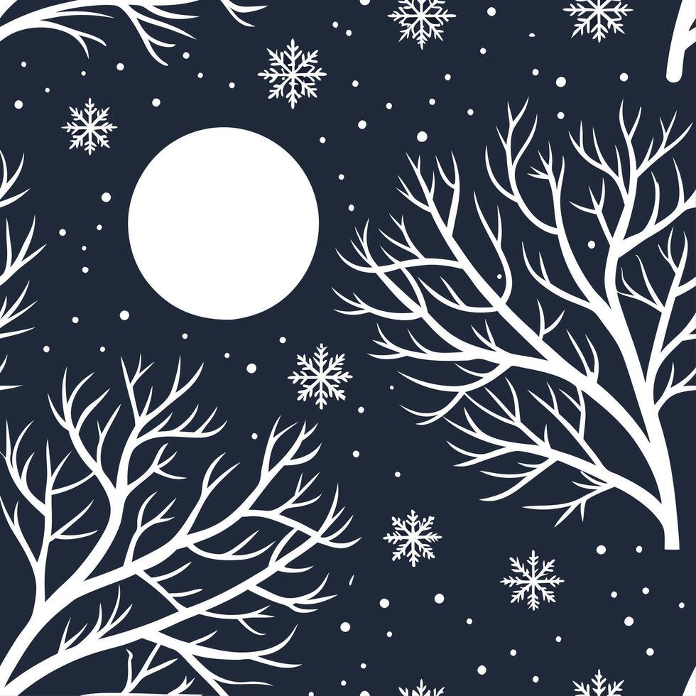 Winter nights seamless pattern with moonlit snow starry skies and icy textures for a cool magical winter night design concept as Cool winter night pattern with moonlit snow starry Cleans vector