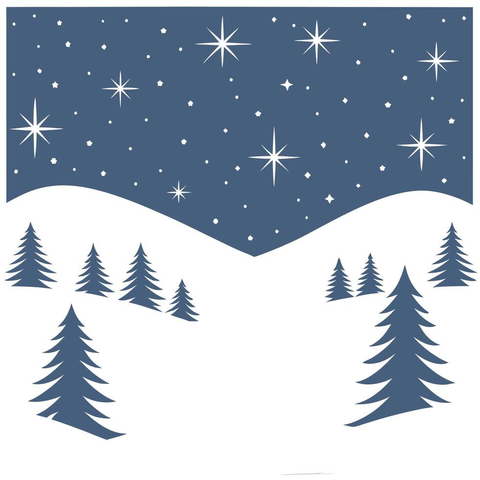 Winter nights seamless pattern with snowy hills distant mountains and sparkling stars for a peaceful remote winter landscape concept as Remote winter night pattern with snowy hills Cleans Set 2 vector