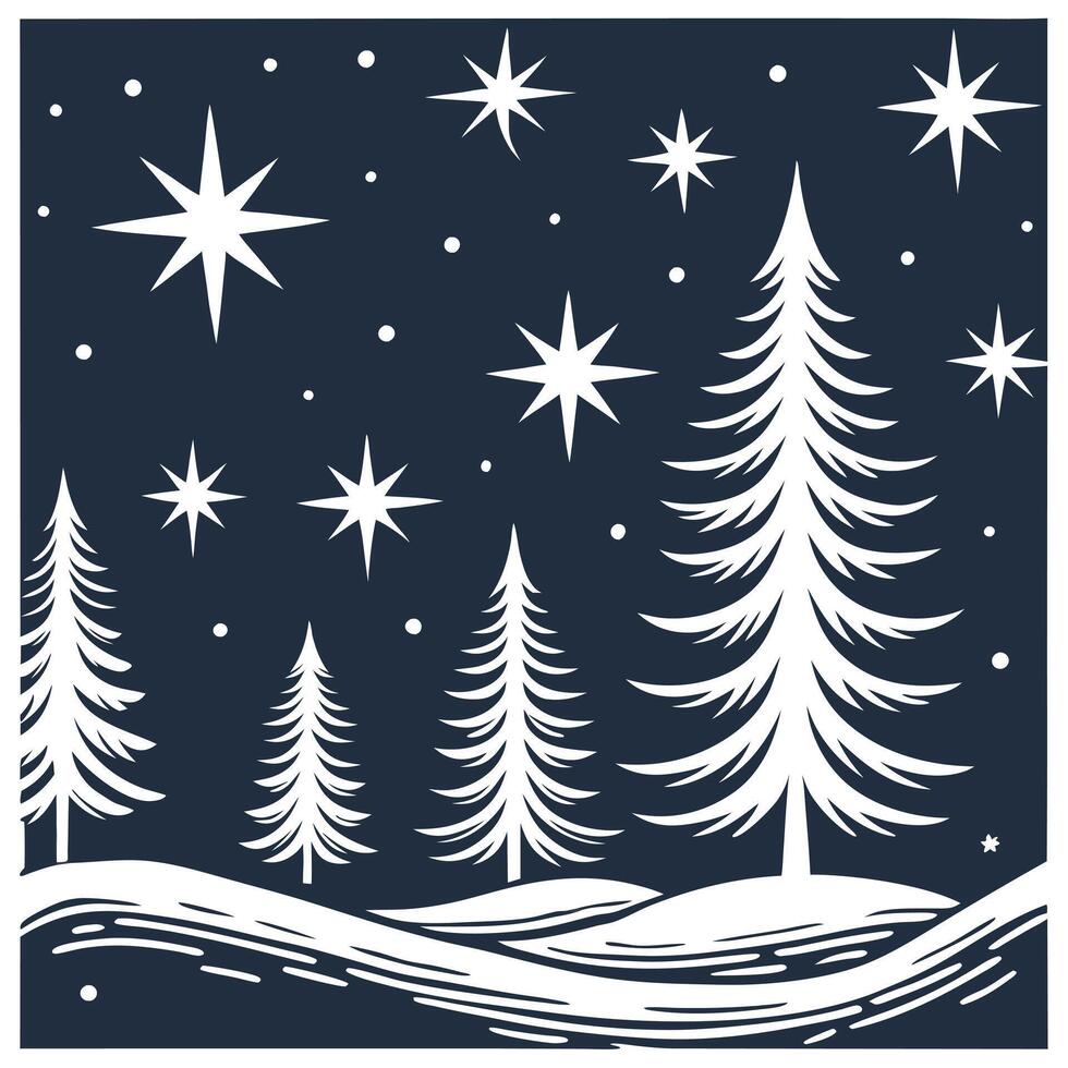 Winter nights seamless pattern with distant stars icy landscapes and twinkling lights for a magical starry night look concept as Starry night pattern with distant stars icy landsca Cleans vector