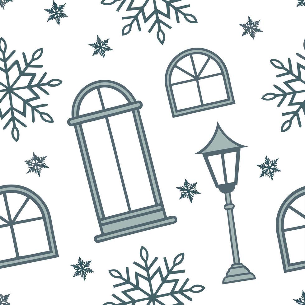 Winter nights seamless pattern with frosty trees soft snowflakes and quiet night skies for a calm reflective atmosphere concept as Calm winter night pattern with frosty trees soft Cleans Set 3 vector