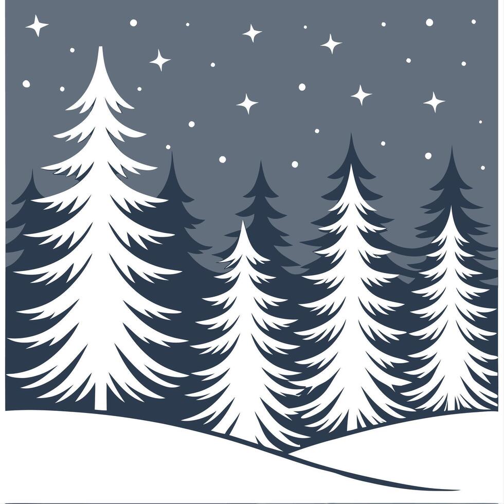 Winter nights seamless pattern with frosty trees soft snowflakes and quiet night skies for a calm reflective atmosphere concept as Calm winter night pattern with frosty trees soft Cleans vector
