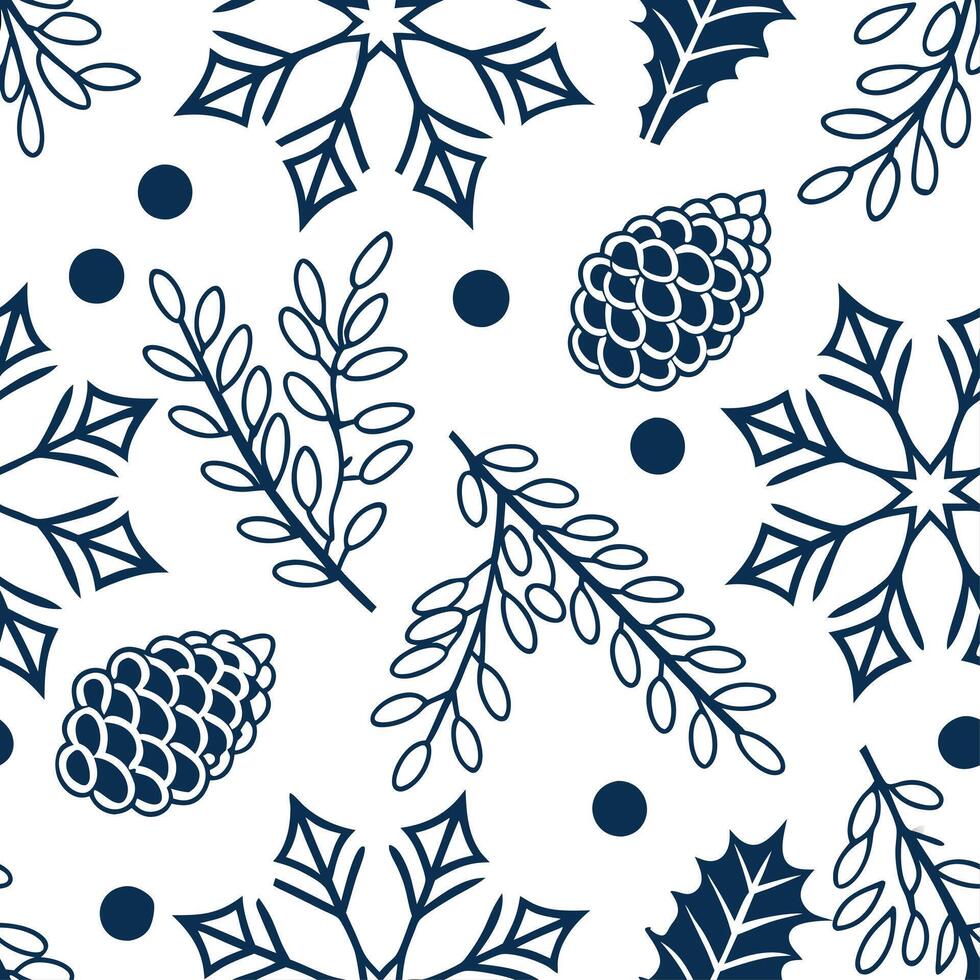 Winter holidays seamless tile pattern with snowflakes and holiday symbols for festive decor concept as Snowflakes and various holiday symbols arranged seamlessly to create festive Clean vector