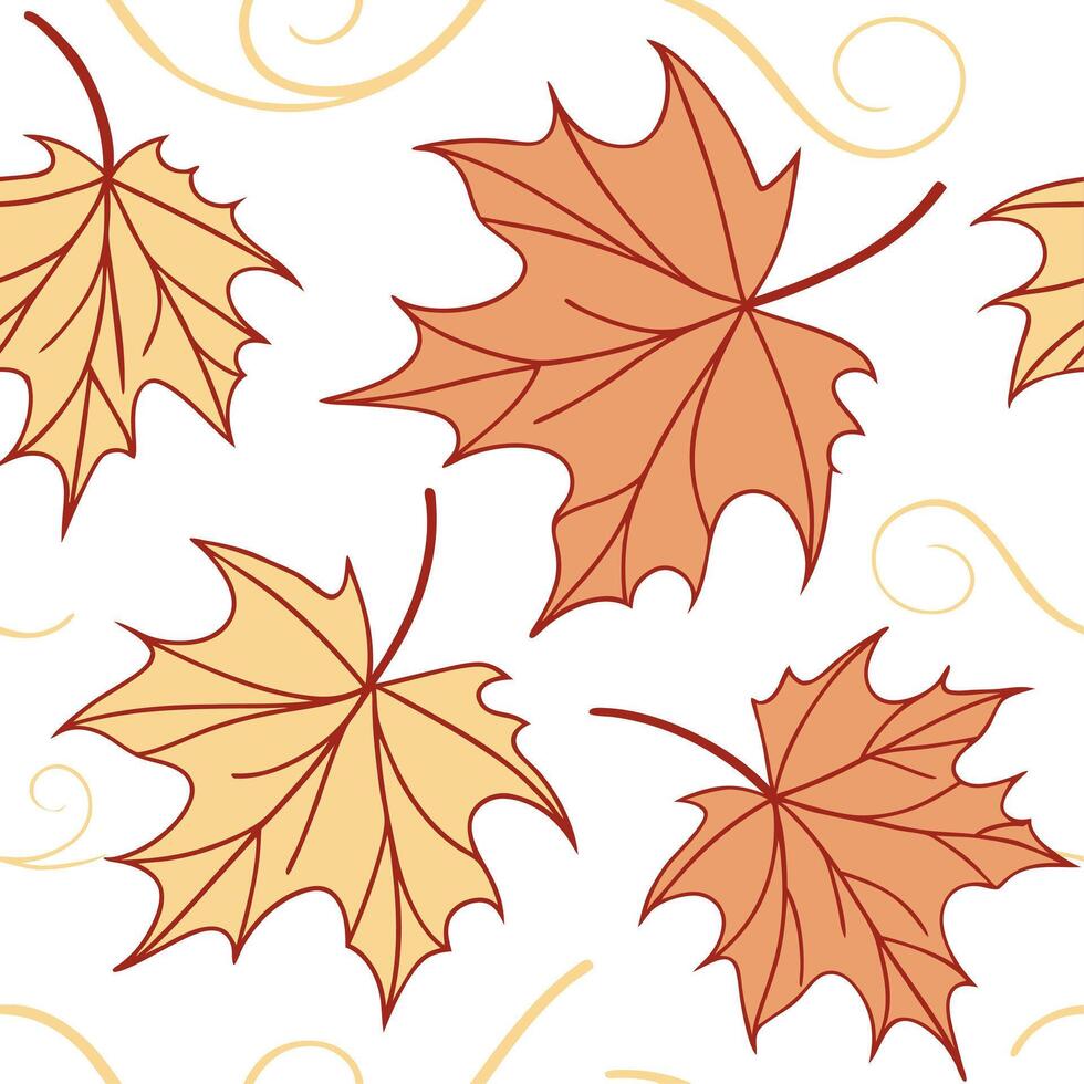 Whimsical autumn leaves seamless pattern with swirling leaf shapes and soft gradients for a dreamy fall effect concept as Dreamy autumn leaves pattern with swirling shapes and soft Cleans vector