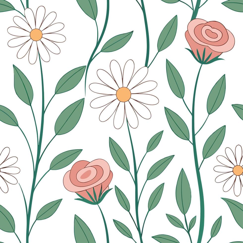 Vintage spring garden seamless pattern with peonies and irises for nostalgic garden spaces concept as Nostalgic peonies and irises seamlessly patterned for a vintage inspired sprin Clean vector