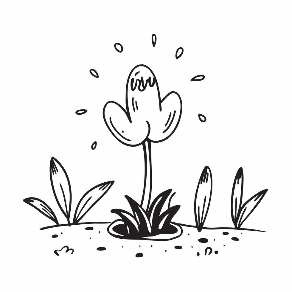 Vibrant Flower Among Wilted Flowers concept as A single vibrant flower stands out among numerous wilted flowers in a whimsical background offering ample space for text or graphics Clean vector