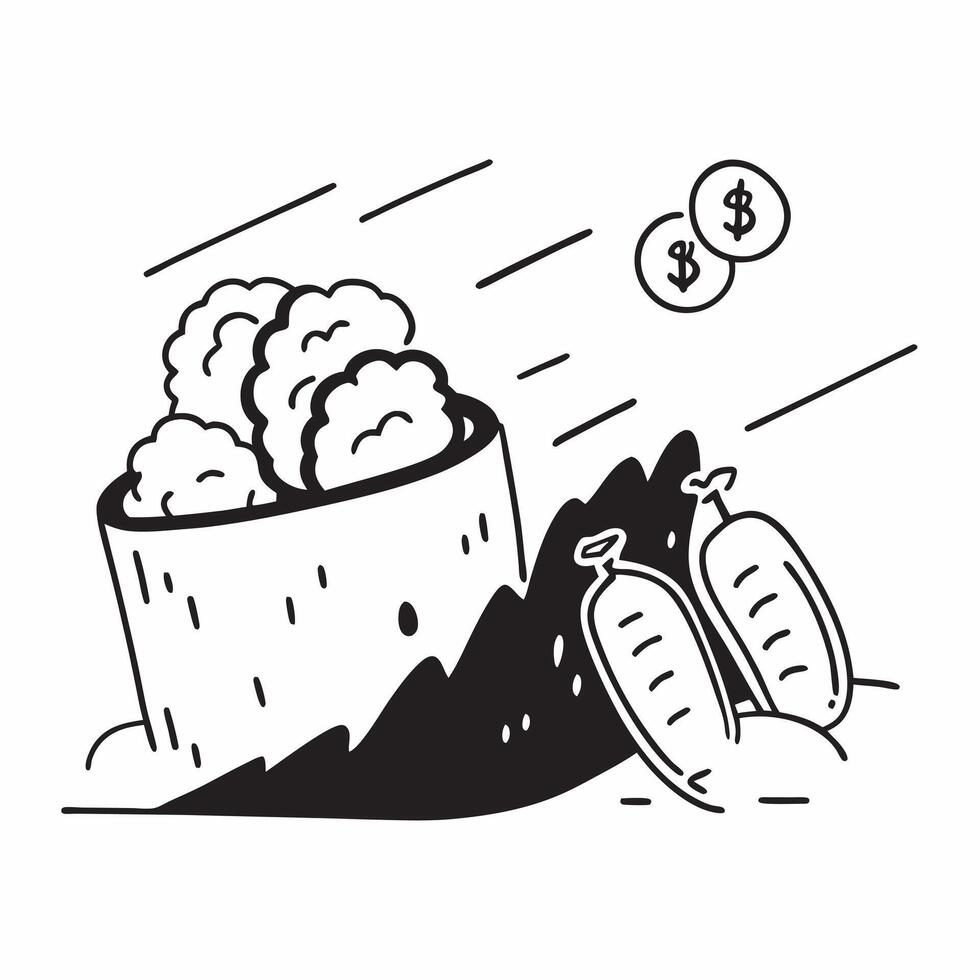 Vegetable Price Surge and Slump concept as A view showing the surge and slump of vegetable prices set against a whimsical background offering ample space for text or graphics symbo Cleans vector