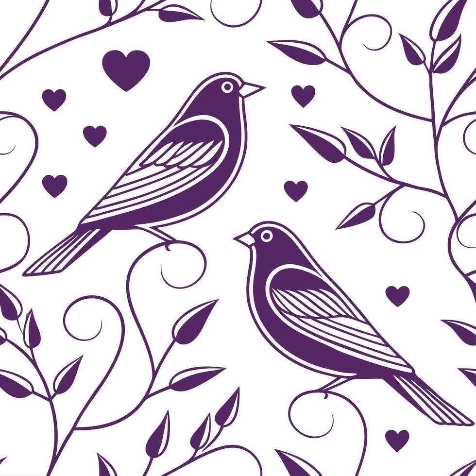 Valentine hearts and love birds seamless tile pattern with romantic symbols and soft pastel hues for elegant decor concept as Romantic love birds and soft pastel hearts arranged se Cleans vector