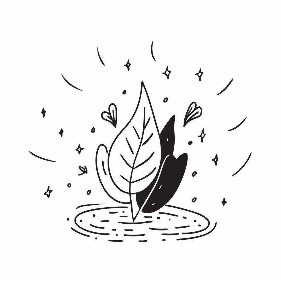 Unique Leaf Among Common Leaves concept as A single unique leaf stands out among numerous common leaves in a whimsical background offering ample space for text or graphics symboliz Cleans vector
