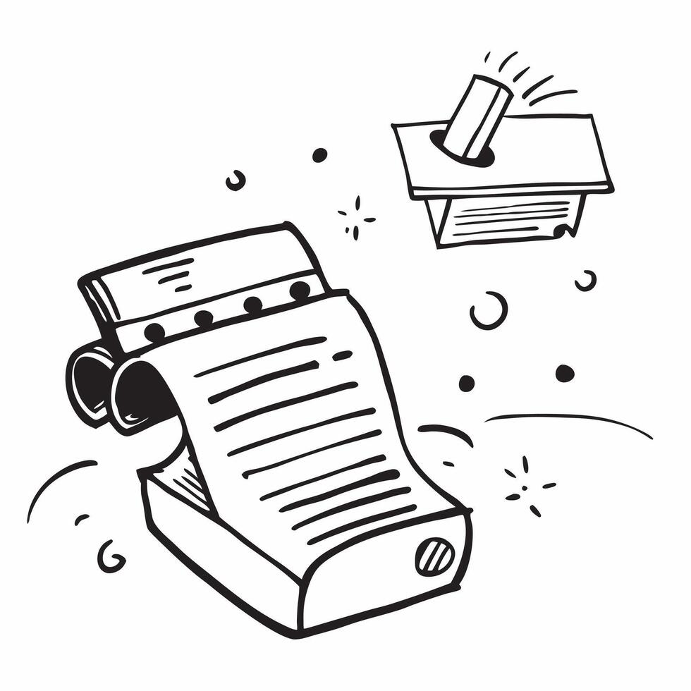 Typewriter with Obsolete Certificate and Dusty Paper concept as A typewriter with an obsolete certificate and dusty paper set against a whimsical background offering ample space fo Cleans vector