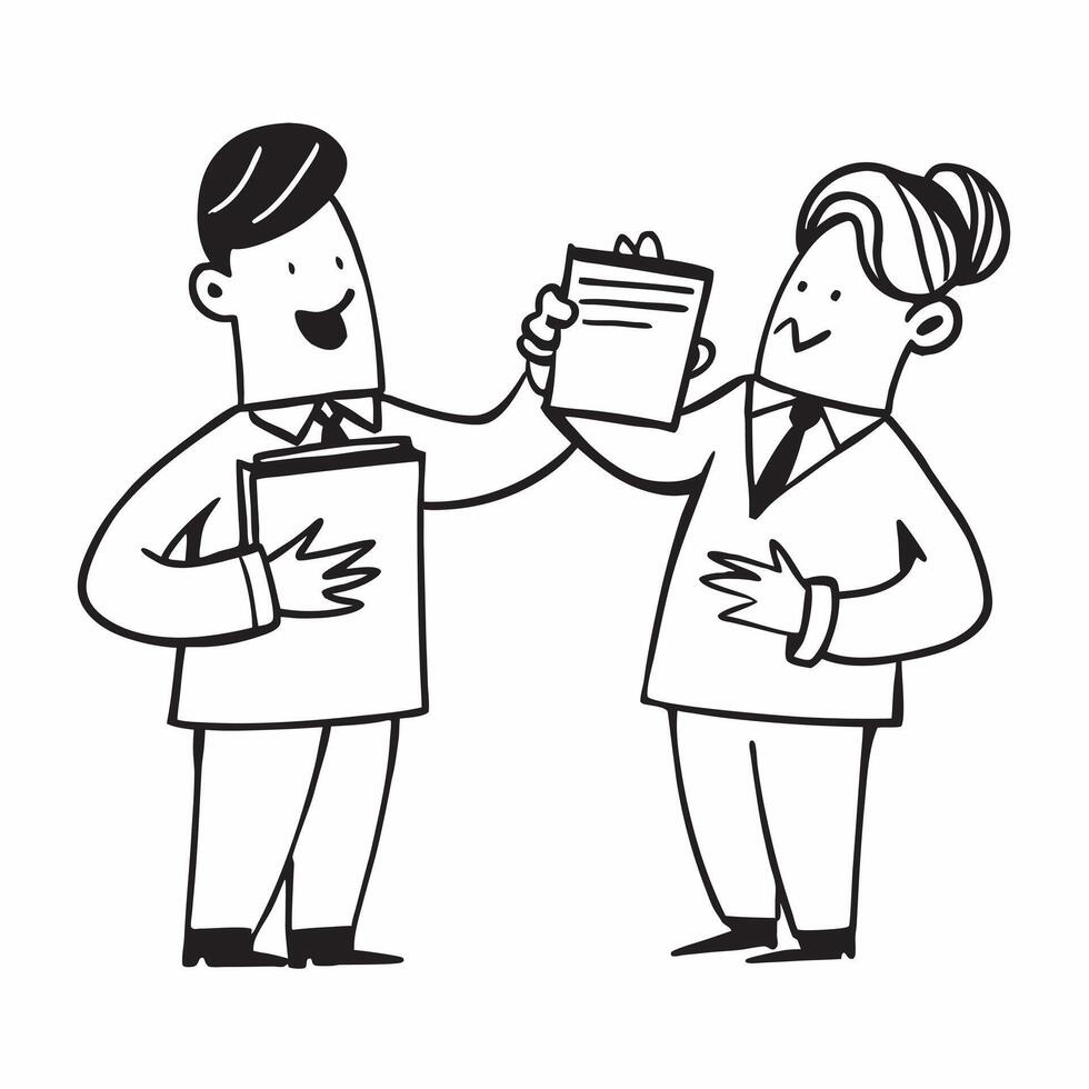 Two Waiters with Coffee Cups and Menus concept as Two waiters holding coffee cups and menus set against a Cleans background offering ample space for text or graphics symbolizing eff Cleans vector