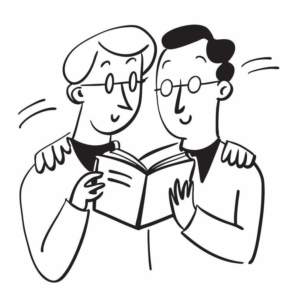 Two Librarians with Books and Reading Glasses concept as Two librarians holding books and wearing reading glasses set against a Cleans background offering ample space for text or gr Cleans vector