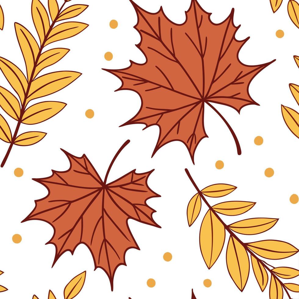 Thanksgiving leaves seamless pattern with rich autumn colors of red orange and yellow for a warm harvest inspired look concept as Warm Thanksgiving pattern with red orange and yell Cleans Set 10 vector