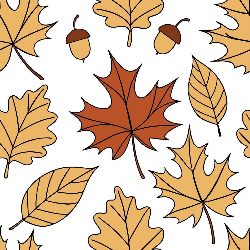Thanksgiving leaves seamless pattern with rich autumn colors of red orange and yellow for a warm harvest inspired look concept as Warm Thanksgiving pattern with red orange and yell Cleans Set 6 vector