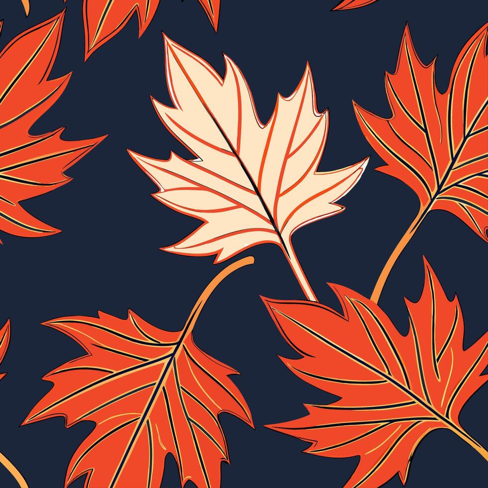 Thanksgiving leaves seamless pattern with rich autumn colors of red orange and yellow for a warm harvest inspired look concept as Warm Thanksgiving pattern with red orange and yell Cleans Set 16 vector