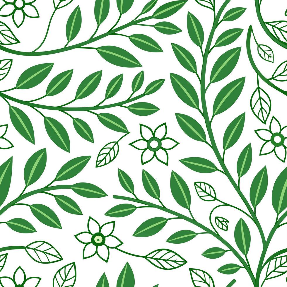 Textured spring garden seamless pattern with greenery and vines for a lush nature inspired theme concept as Seamless greenery and vine elements arranged for a lush spring garden lo Cleans vector