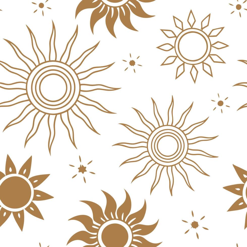 Summer sun seamless tile pattern with warm golden hues and abstract sun designs for modern interiors concept as Abstract sun designs and golden hues arranged seamlessly to add a mo Cleans vector