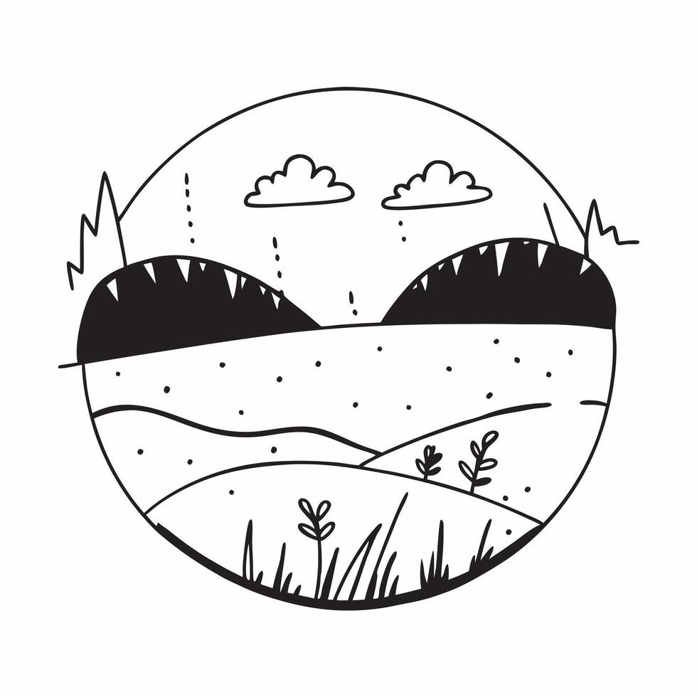 Summer and Winter Meadow concept as Half tone summer and winter meadow landscape offering ample space for text or graphics symbolizing vibrancy and stillness in Photo Stock Concep Cleans vector