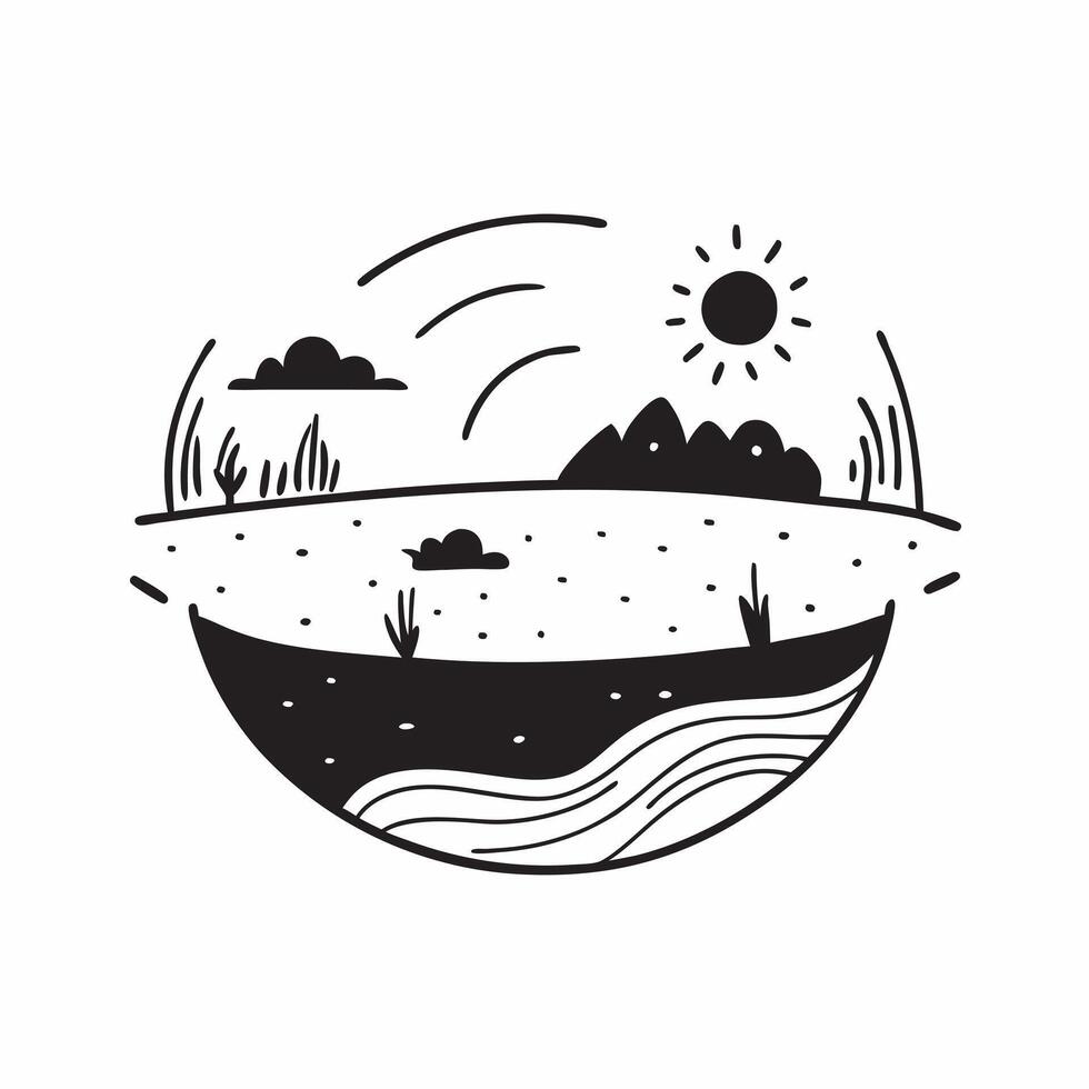Summer and Winter Farmland concept as Half tone summer and winter farmland landscape offering ample space for text or graphics symbolizing abundance and dormancy in Photo Stock Co Cleans vector