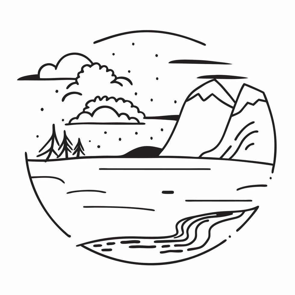 Summer and Winter Bay concept as Half tone summer and winter bay landscape offering ample space for text or graphics symbolizing coastal life and seasonal beauty in Photo Stock Co Cleans vector