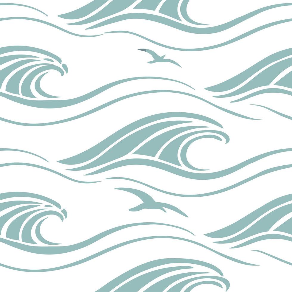 Subtle summer waves seamless pattern with soft undulating lines and muted tones for a peaceful coastal effect concept as Peaceful coastal waves pattern with soft undulating lines a Cleans vector