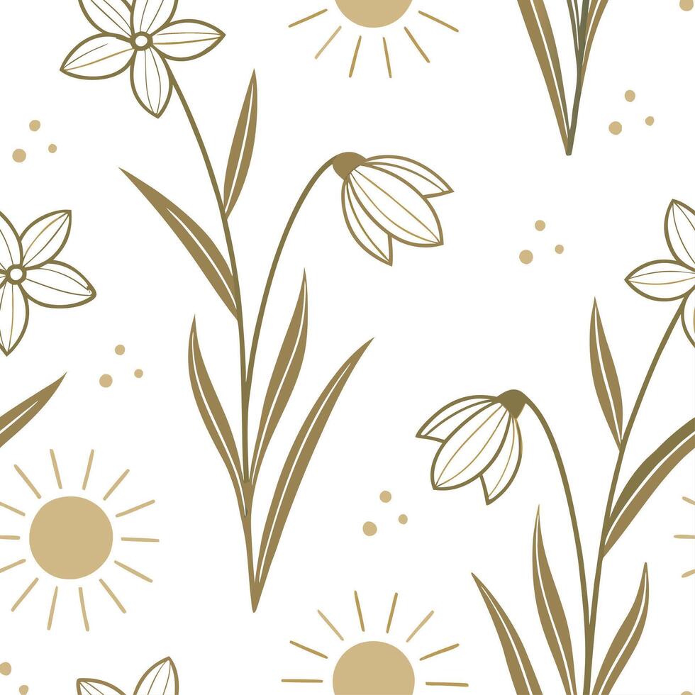 Subtle spring sunshine seamless pattern with soft sun rays and light golden tones for gentle spring designs concept as Subtle spring sunshine pattern with light golden rays and sof Cleans vector
