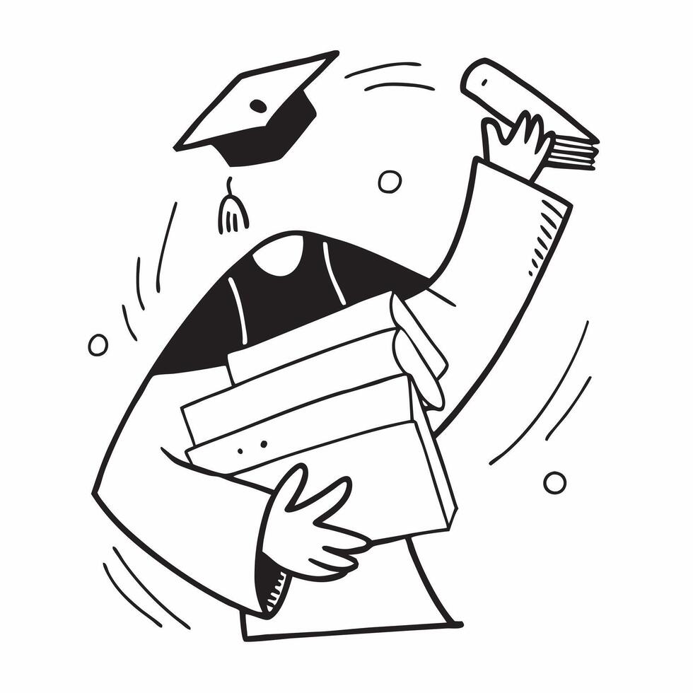 Student with Books and Graduation Gown concept as A student holding books and wearing a graduation gown set against a whimsical background offering ample space for text or graphics Cleans Set 2 vector