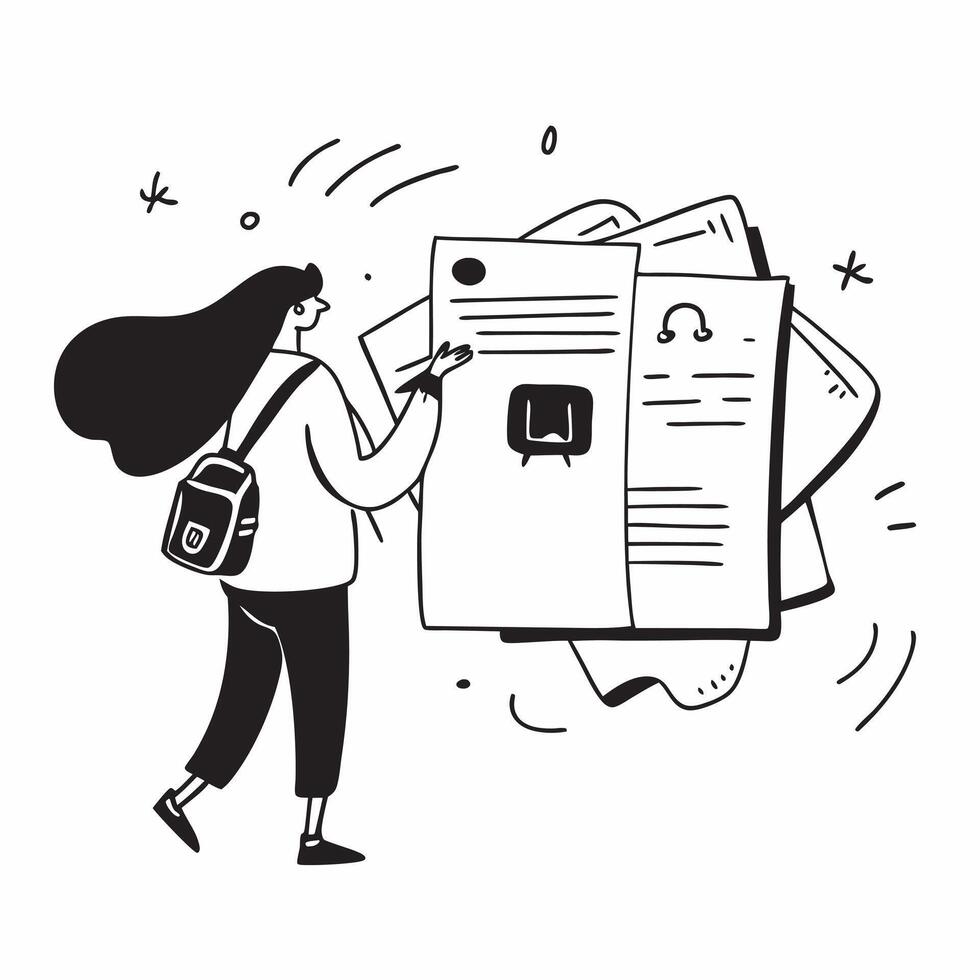 Student with Backpack and Insurance Certificate concept as An image of a student with a backpack and insurance certificate set against a whimsical background offering ample space f Cleans vector