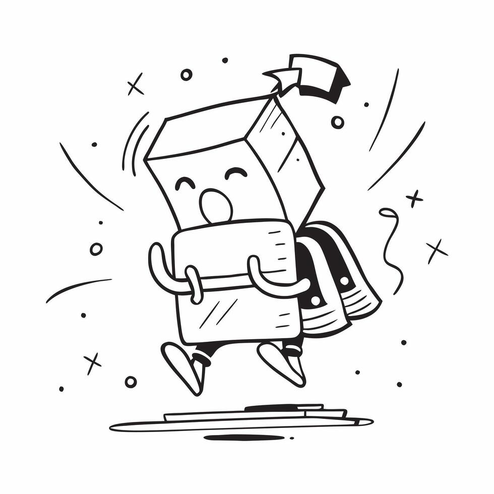 Student with Backpack and Graduation Cap concept as A student carrying a backpack and wearing a graduation cap set against a whimsical background offering ample space for text or g Cleans vector