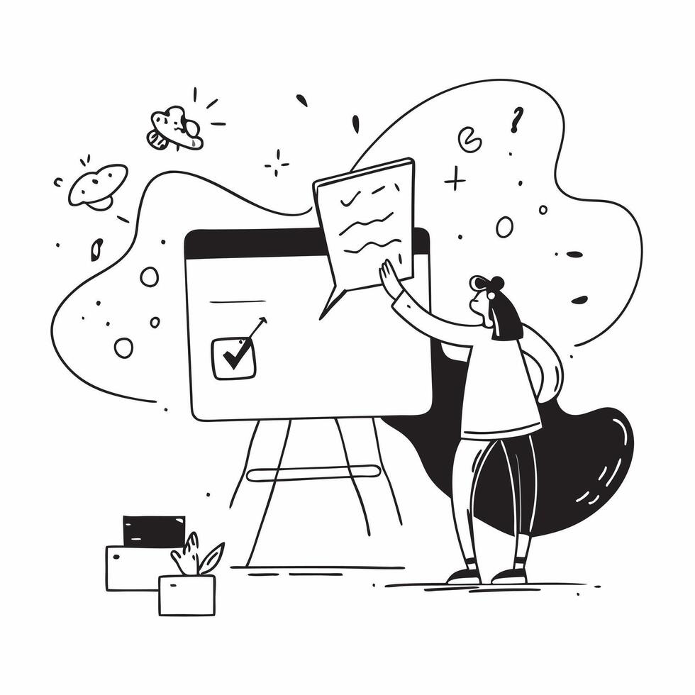 Strategist with Plan and Graphs concept as An image of a strategist with a plan and graphs set against a whimsical background offering ample space for text or graphics symbolizing Cleans vector