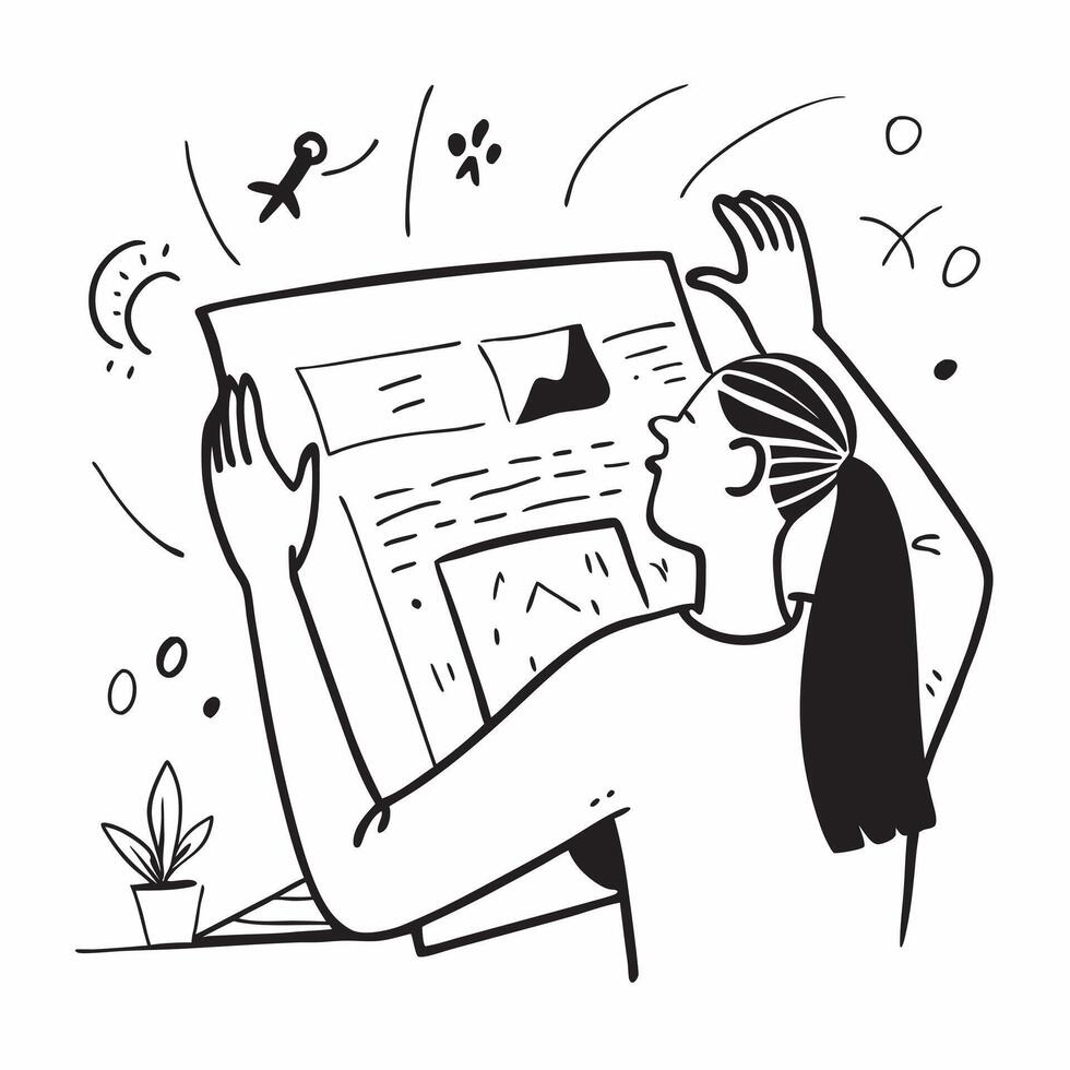 Strategist with Blueprint and Laptop concept as A strategist reviewing a blueprint and using a laptop set against a whimsical background offering ample space for text or graphics s Cleans vector