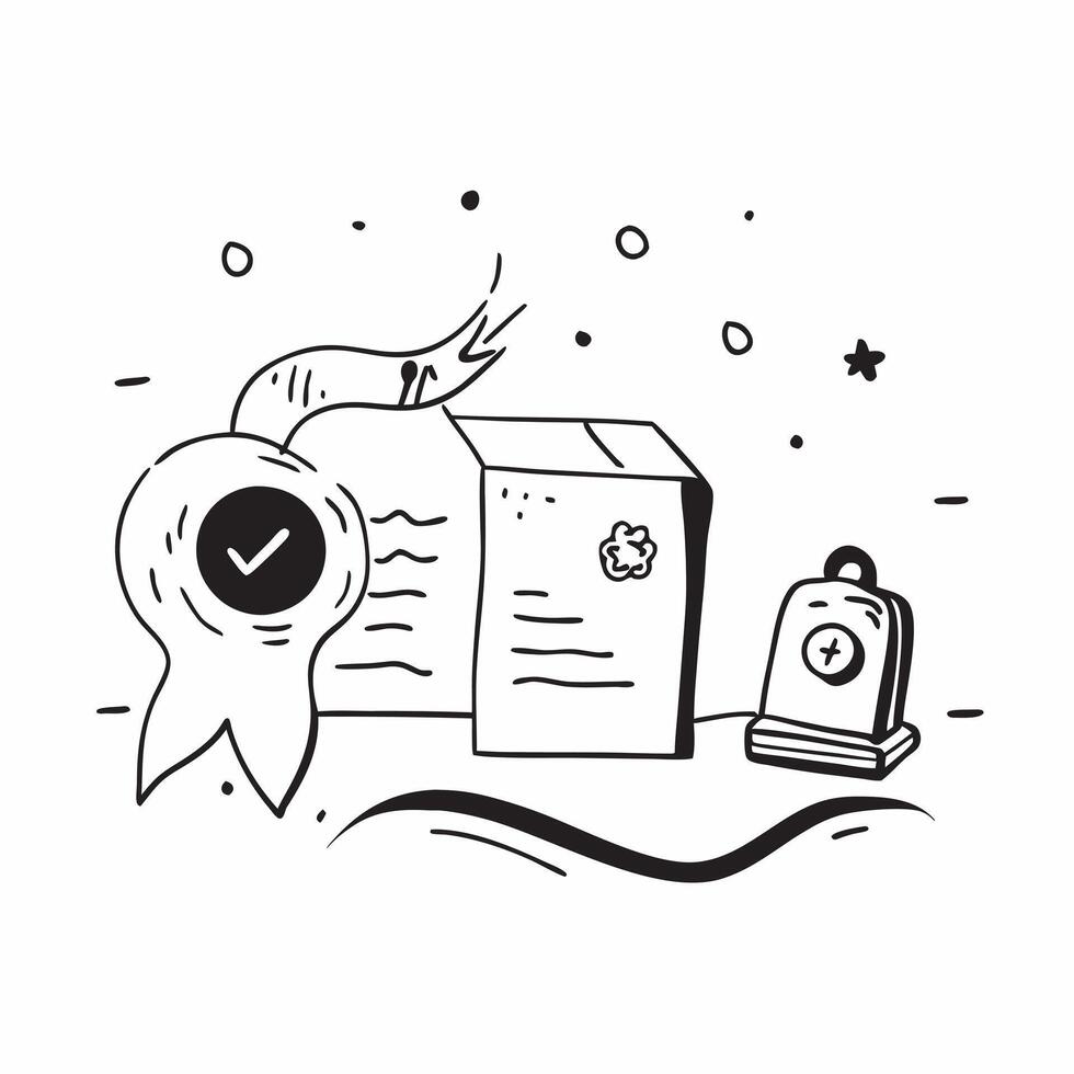 Sterile Medical Facility with Certificate and Seal concept as A sterile medical facility with a certificate and a seal set against a dreamy background offering ample space for text Cleans vector