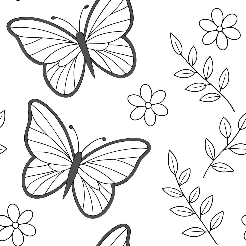 Springtime seamless tile pattern with butterflies and floral accents for nature inspired decor concept as Light spring butterflies and delicate floral accents seamlessly arranged f Cleans vector