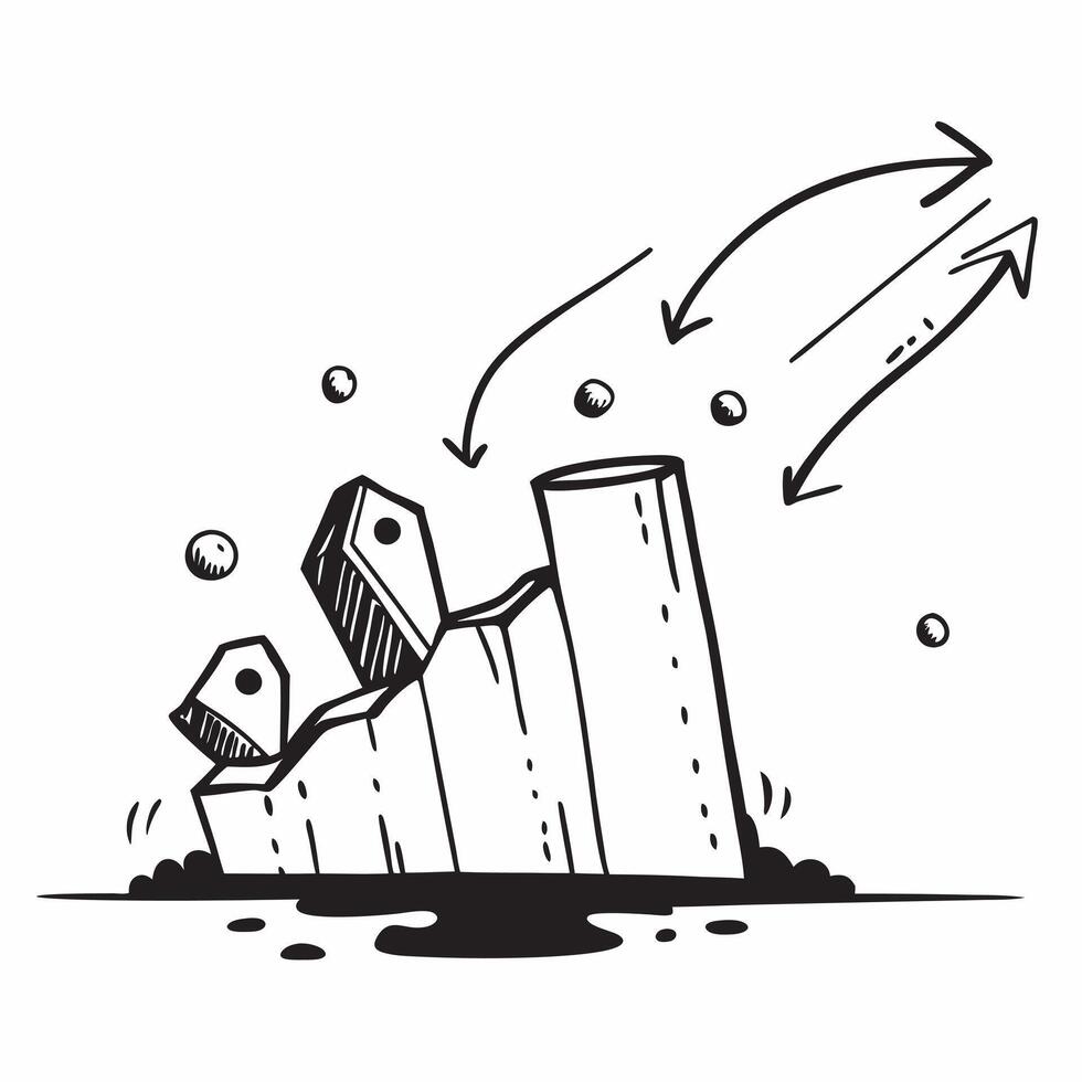 Steel Price Surge and Slump concept as A view illustrating the surge and slump of steel prices set against a whimsical background offering ample space for text or graphics symboliz Cleans vector