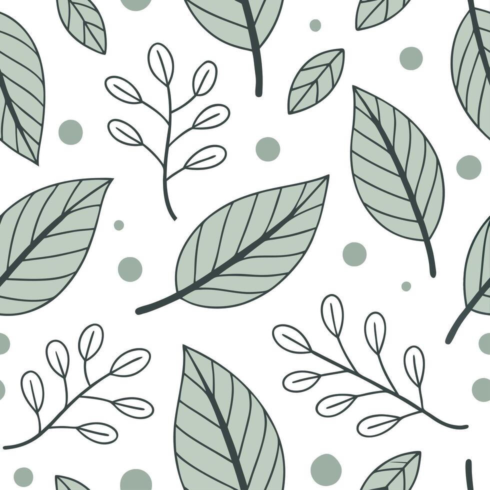 Spring leaves seamless pattern with whimsical shapes and soft muted colors for lighthearted playful designs concept as Lighthearted spring leaves pattern featuring whimsical shapes Cleans vector