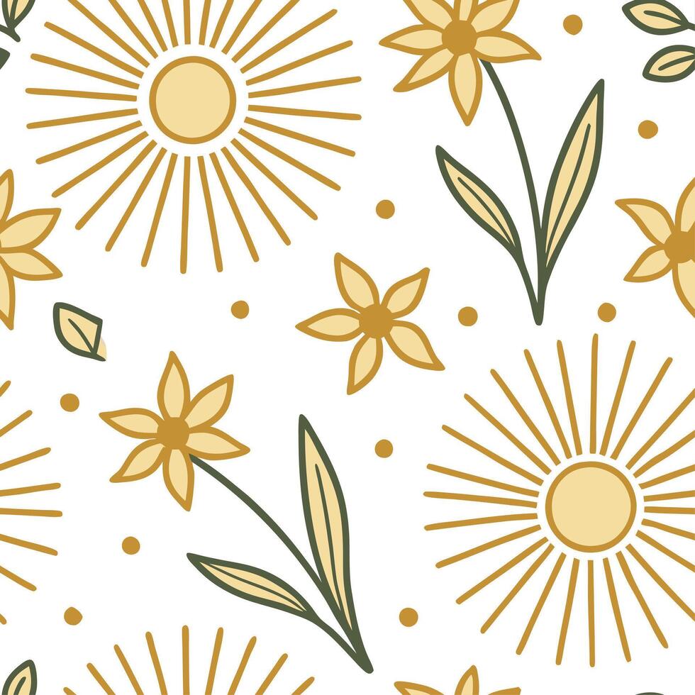 Spring sunshine seamless pattern with warm golden rays and soft light textures for bright uplifting designs concept as Bright spring sunshine pattern featuring golden rays and soft Cleans vector