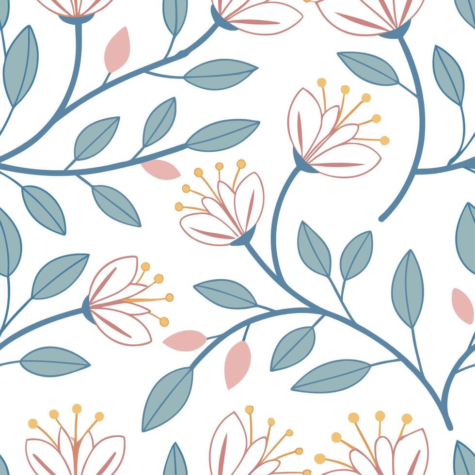 Spring pastel seamless tile pattern featuring soft pinks blues and yellows for calm serene spaces concept as Gentle pastel shades of pink blue and yellow arranged in a seamless spr Cleans vector