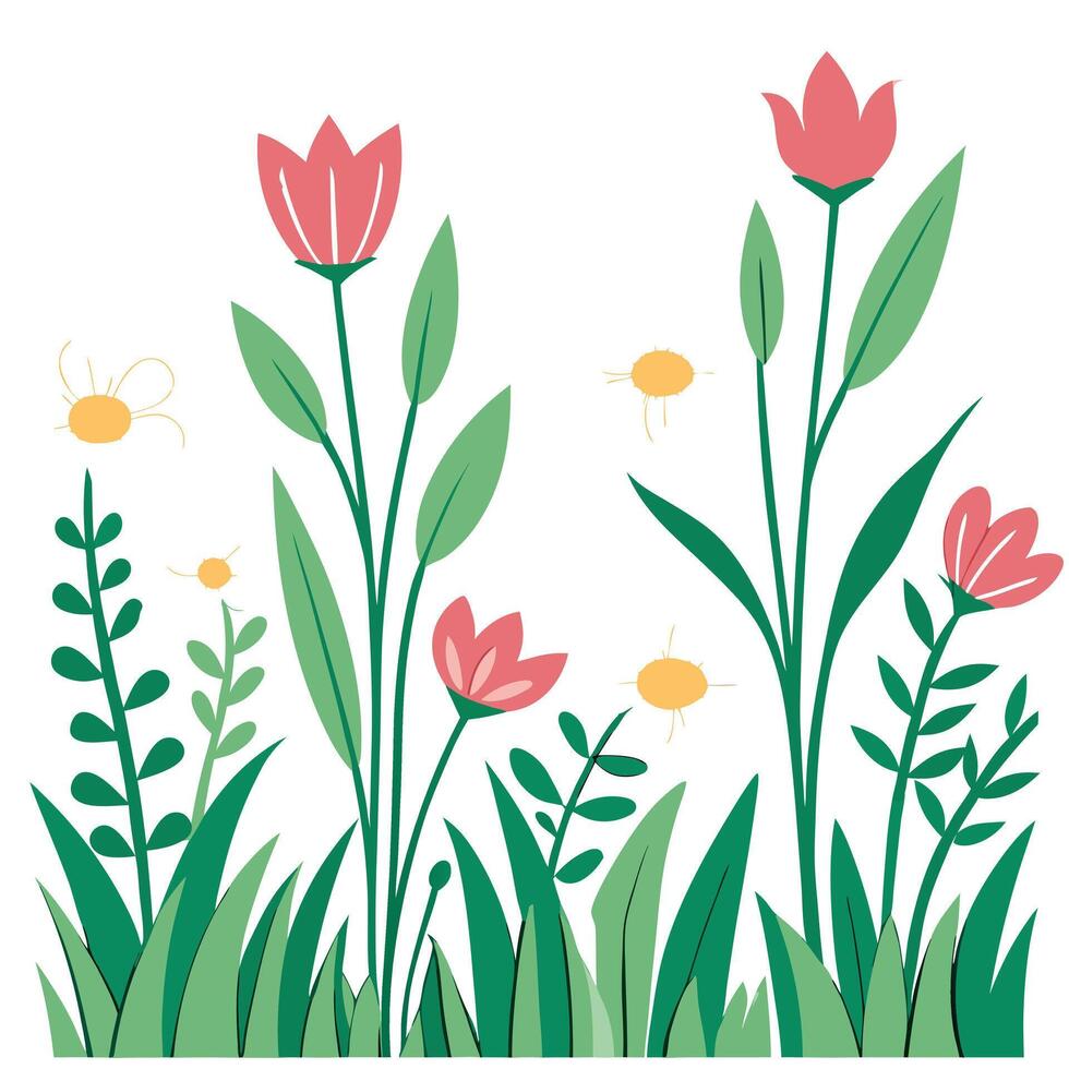 Spring garden seamless tile pattern with blooming flowers and lush greenery for vibrant outdoors concept as A vibrant spring garden filled with blooming flowers and rich greenery s Cleans vector